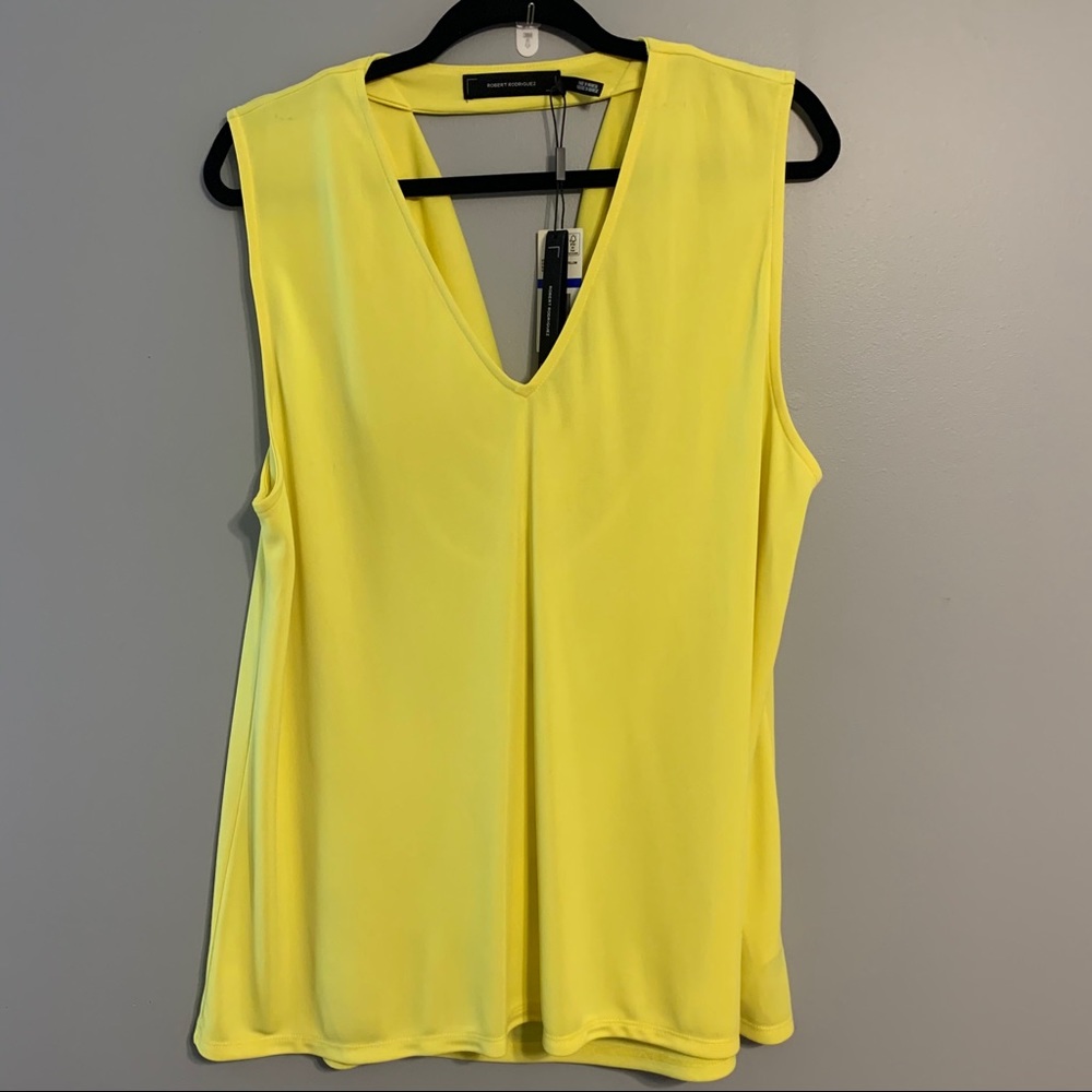 NWT Yellow sleeveless blouse with drape back